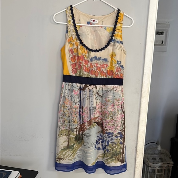 Anthropologie We love Vera Colorful Scenic Print Dress size 4 - Picture 1 of 7